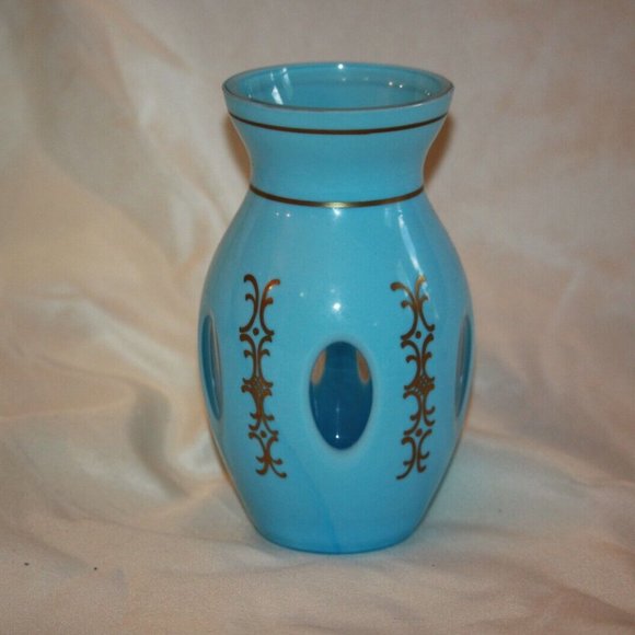 Czech Bohemian Blue Cased to Blue Glass Rare Vase LOT 4362 RARE - Picture 1 of 4